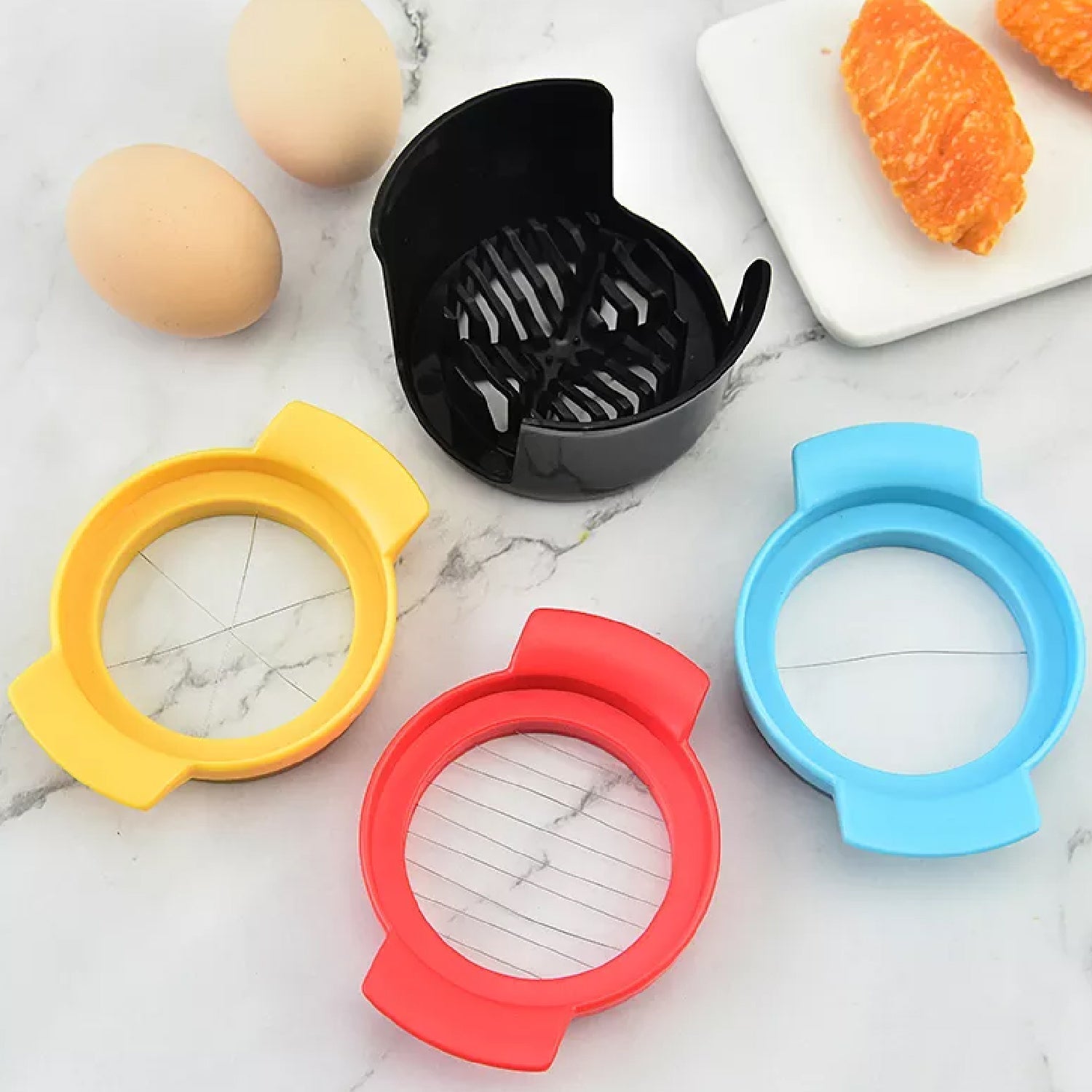 Multifunctional 3-in-1 Egg Cutter - Stainless Steel Slicing Tool with Durable Wires Multifunctional 3-in-1 Egg Cutter - Stainless Steel Slicing Tool with Durable Wires